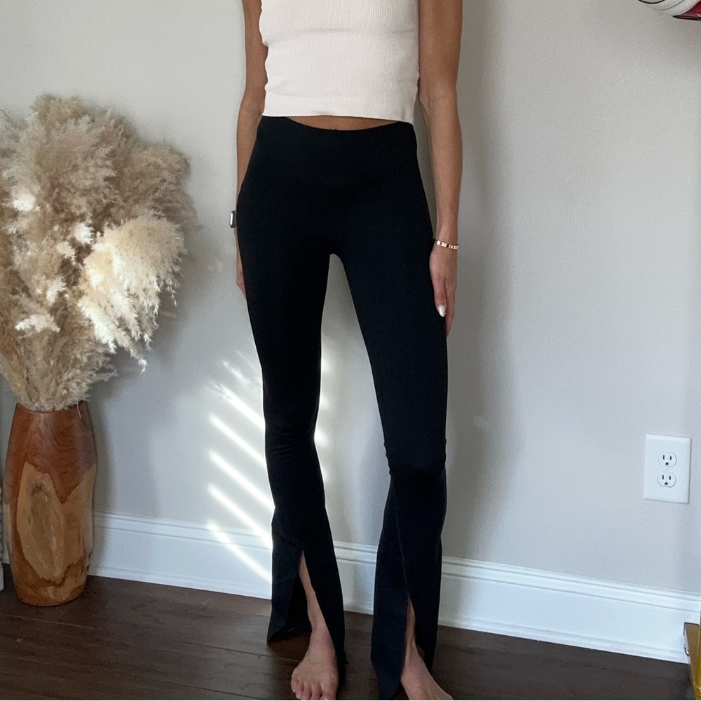 Spanx high waisted booty boost slit front bootcut leggings